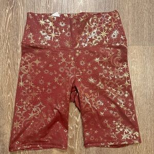Maroon with Gold Stars Fabletics Power Hold Shorts, Small